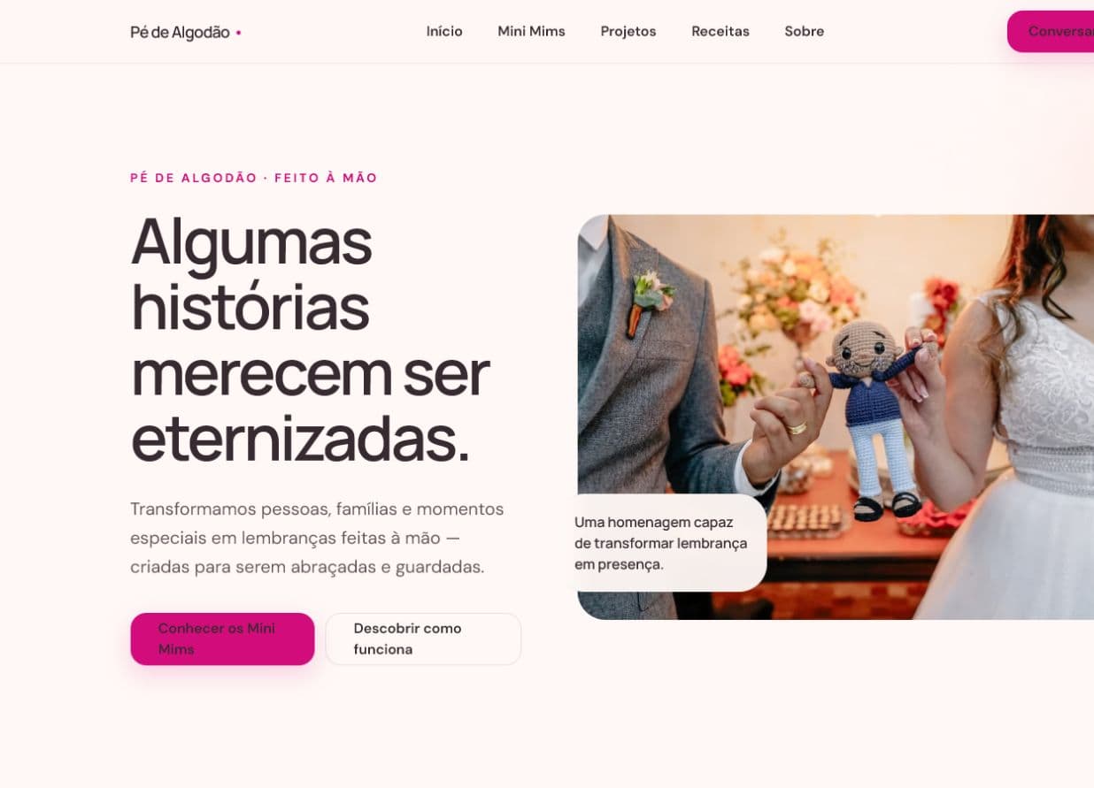 Página inicial do site Pé de Algodão